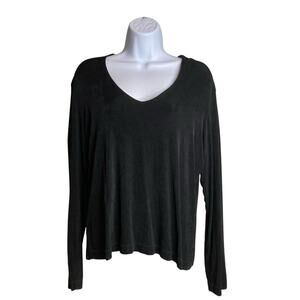 Chico’s Travelers Women’s Black Liquid Stretchy Knit Top Size 2 Large Packable